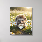 Cute April Hedgehog with Diamond Heart Canvas Afdruk (Voorkant)