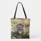 Cute April Hedgehog with Diamond Heart Tote Bag (Achterkant)