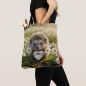 Cute April Hedgehog with Diamond Heart Tote Bag (Dichtbij)