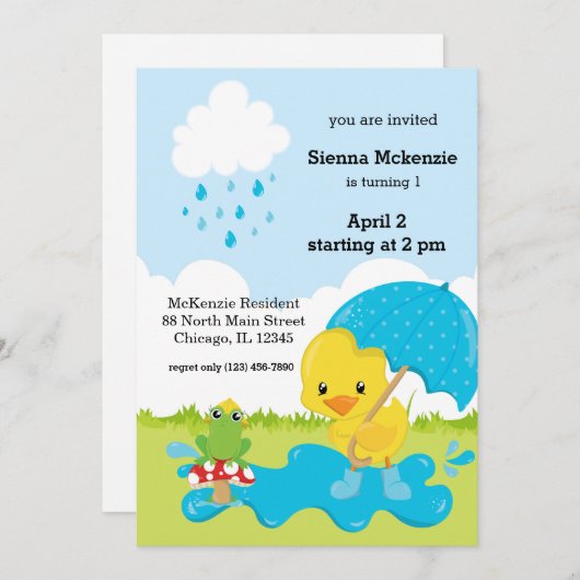 Cute April Showers Kaart (Voorkant / Achterkant)