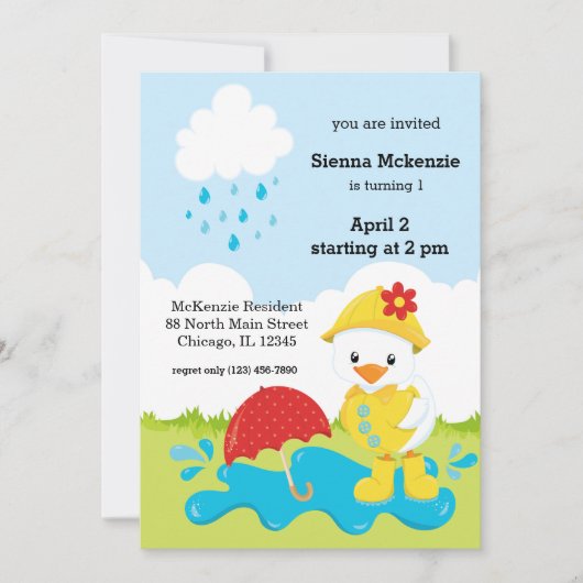 Cute April Showers Kaart (Voorkant)