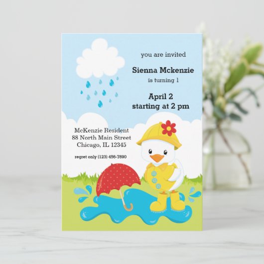 Cute April Showers Kaart (Staand voorkant)