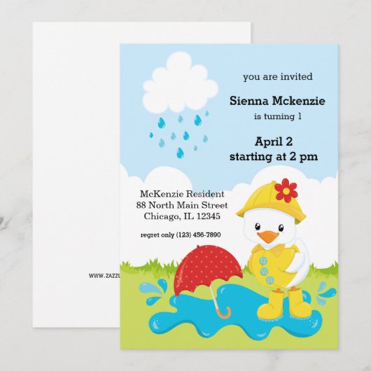 Cute April Showers Kaart (Voorkant / Achterkant)