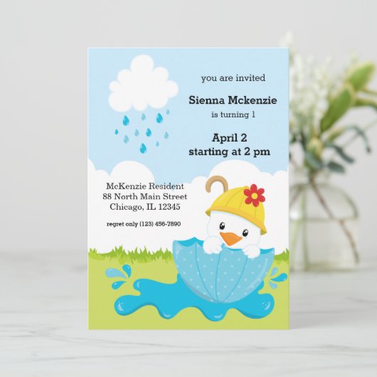 Cute April Showers Kaart (Staand voorkant)