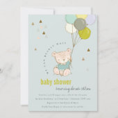 Cute Aqua Barly Wait Balloon Baby shower Invite Bedankkaart (Voorkant)