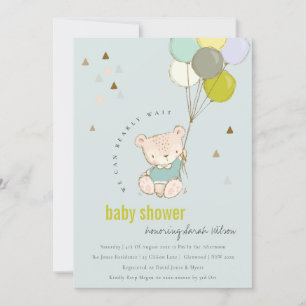 Cute Aqua Barly Wait Balloon Baby shower Invite Bedankkaart