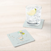 Cute Aqua Barly Wait Beer Balloon Baby shower Kartonnen Onderzetters (Insitu)