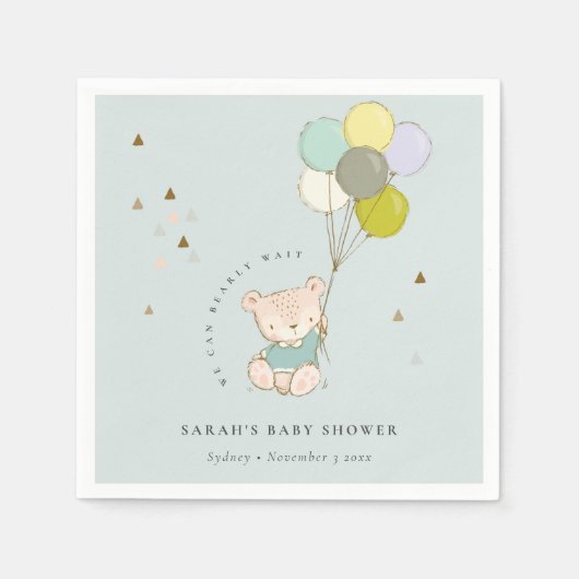 Cute Aqua Barly Wait Beer Balloon Baby shower Servet (Voorkant)