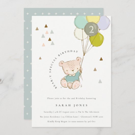 Cute Aqua Beer Ballon elke zondag uitnodigen Bedankkaart (Voorkant / Achterkant)