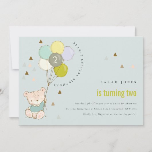 Cute Aqua Beer Ballon elke zondag uitnodigen Bedankkaart (Voorkant)