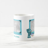 Cute Aqua Beer en hart persoonlijke foto Koffiemok (Center)