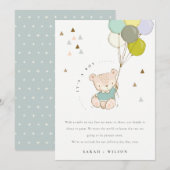 Cute Aqua Beerballoon Baby Aankondigingskaart Kaart (Voorkant / Achterkant)