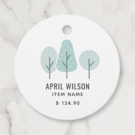 CUTE AQUA BLAUW BLAUWGROEN TREE TRIO LANDSCAPAPPRI BEDANKJES LABELS