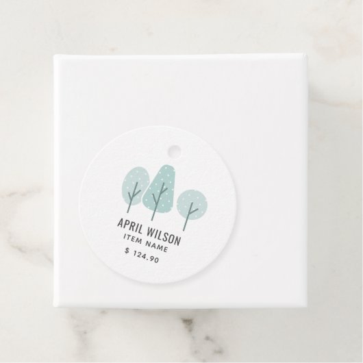 CUTE AQUA BLAUW BLAUWGROEN TREE TRIO LANDSCAPAPPRI BEDANKJES LABELS (In situ)