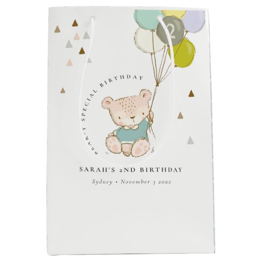 Cute Aqua Blue Beer Ballon Elke dag van de leeftij Medium Cadeauzakje (Voorkant)