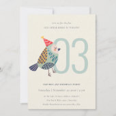 Cute Aqua Blue Birdie elke leeftijd van 3 jaar uit Bedankkaart (Voorkant)