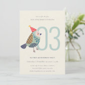 Cute Aqua Blue Birdie elke leeftijd van 3 jaar uit Bedankkaart (Staand voorkant)