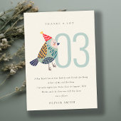 Cute Aqua Blue Birdie elke leeftijd van 3 jaar uit Bedankkaart