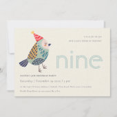 Cute Aqua Blue Birdie elke leeftijd van 9 jaar uit Bedankkaart (Voorkant)