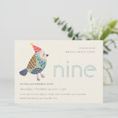 Cute Aqua Blue Birdie elke leeftijd van 9 jaar uit Bedankkaart (Staand voorkant)