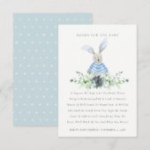 Cute Aqua Blue Bunny Foliage Books for Baby shower Informatiekaartje (Voorkant / Achterkant)