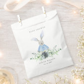 Cute Aqua Blue Bunny Garden Foliage Baby shower Bedankzakje (Geknipt)