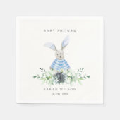 Cute Aqua Blue Bunny Garden Foliage Baby shower Servet (Voorkant)