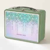 Cute Aqua blue Drips faux glitter monogram (Voorkant)