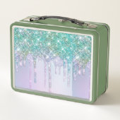 Cute Aqua blue Drips faux glitter monogram (Achterkant)