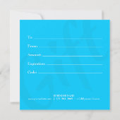 Cute Aqua Blue Elegant Peacock Feather Invitation (Achterkant)