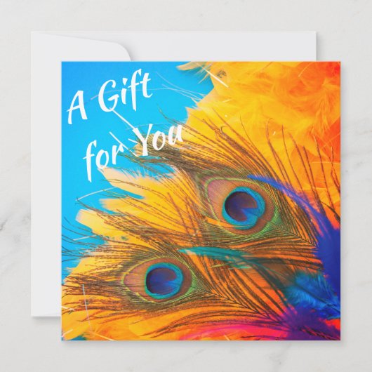 Cute Aqua Blue Elegant Peacock Feather Invitation (Voorkant)