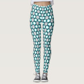 Cute Aqua Blue en White Floral Pattern Leggings (Voorkant)