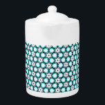 Cute Aqua Blue en White Floral Pattern Theepot<br><div class="desc">Cute Aqua Blue en White Floral Pattern teapot</div>