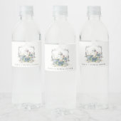 Cute Aqua Blue Floral Teapot Crest Vrijgezellenfee Waterfles Etiket (Flessen)