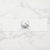 Cute Aqua Blue Floral Teapot Crest Vrijgezellenfee Waterfles Etiket (Enkel label)