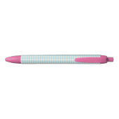 Cute  Aqua Blue Gingham Pset Pattern Zwarte Inkt Pen (Achterkant)