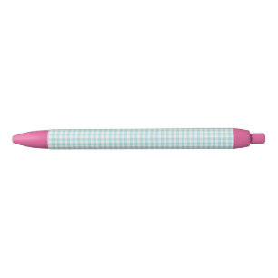 Cute Aqua Blue Gingham Pset Pattern Zwarte Inkt Pen