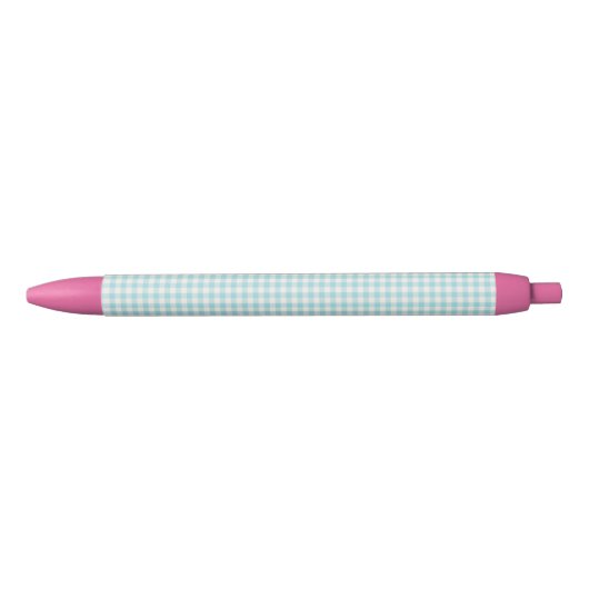 Cute  Aqua Blue Gingham Pset Pattern Zwarte Inkt Pen (Voorkant)