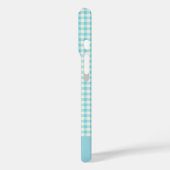 Cute  Aqua Blue Gingham Pset Personalized Case-Mate iPhone Case (Achterkant / Links)