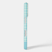Cute  Aqua Blue Gingham Pset Personalized Case-Mate iPhone Case (Achterkant / Rechts)