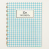 Cute Aqua Blue Gingham Pset Personalized Planner (Voorkant)