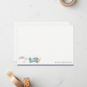 Cute Aqua Blue Green Biplane Cloud Heart Birthday Notitiekaartje (Voorkant / Achterkant in situ)