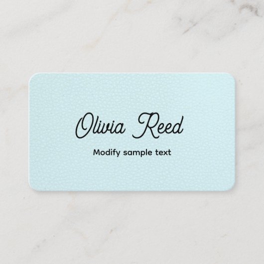 Cute Aqua Blue Leather Retro Script Visitekaartje (Voorkant)