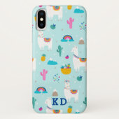 Cute Aqua Blue Llama Pattern Case-Mate iPhone Case (Achterkant)