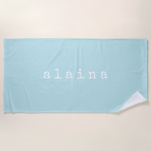 Cute Aqua Blue Monogrammed Typewriter Lettering Strandlaken