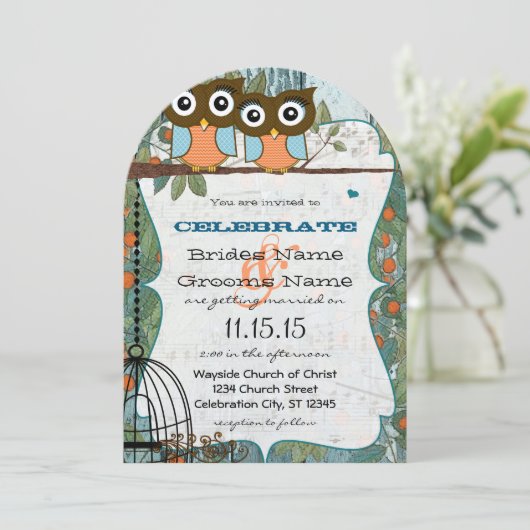 Cute Aqua Blue Owl Marry My Best Friend Wedding Kaart (Staand voorkant)