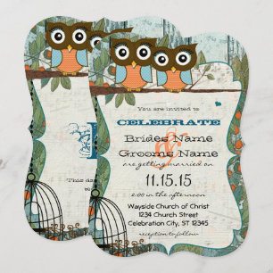 Cute Aqua Blue Owl Marry My Best Friend Wedding Kaart