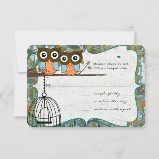 Cute Aqua Blue Owl Marry My Best Friend Wedding RSVP Kaartje (Voorkant)