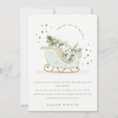 Cute Aqua Blue Winter Sleigh Baby shower Bedankkaart (Voorkant)