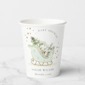Cute Aqua Blue Winter Sleigh Baby shower Papieren Bekers (Achterkant)